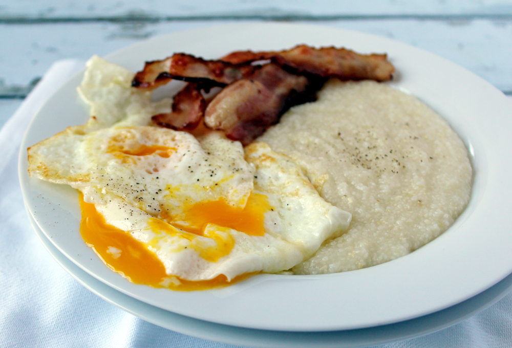 Grits, eggs, and bacon